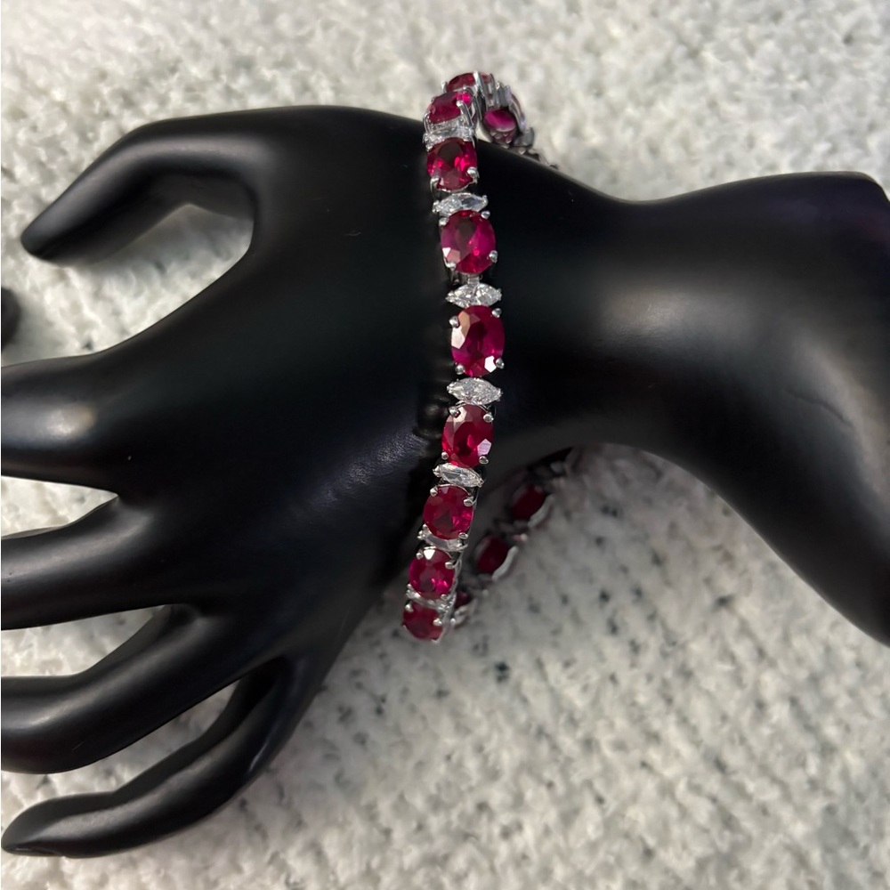 Ruby Sterling Silver Bracelet